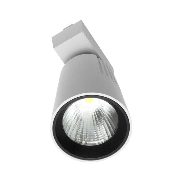 Foco de carril LED Telma Blanco 30W, encendido, Fabrilamp