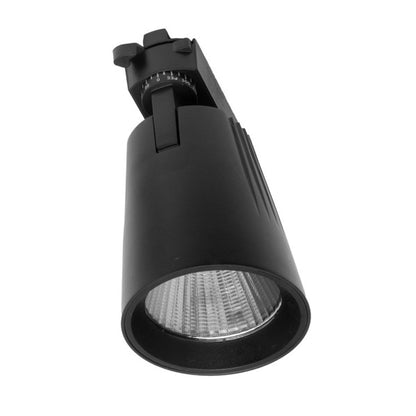 Foco de carril Telma Negro 30w 2700k, ángulo de iluminación, luzguru.com