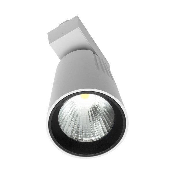 Foco de carril LED Telma 40W 6000K blanco, diferentes ángulos