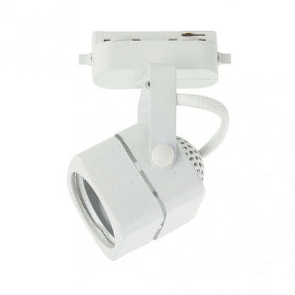 Foco de carril Arta GU10 cubo blanco orientable 180º de Fabrilamp. Perfecto para iluminación interior.