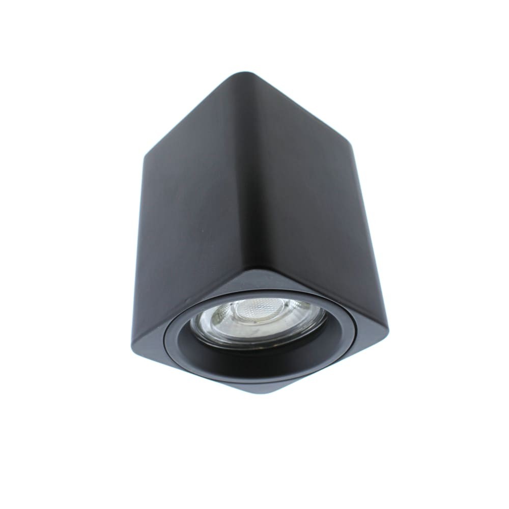 Foco de techo Flin CristalRecord, diseño cuadrado negro, ref. 43-656-01-008