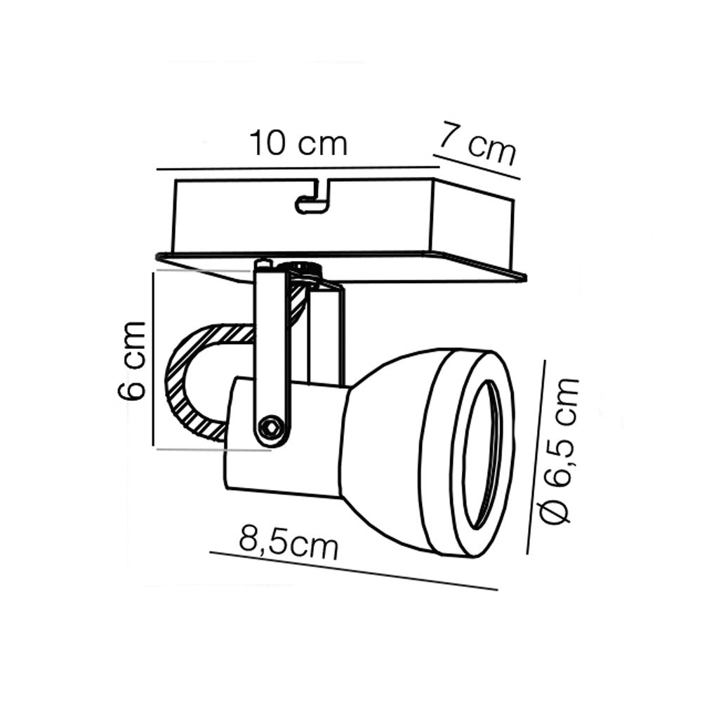 Foco GU10 con basculación de 90 grados