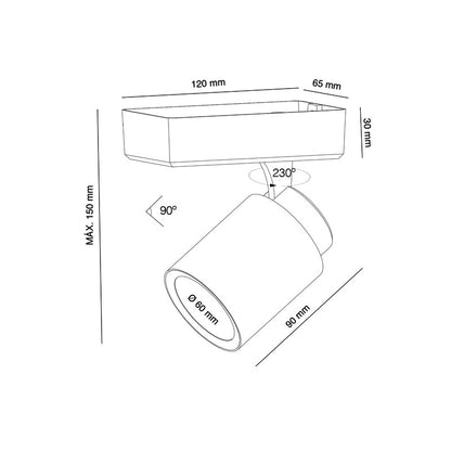 Foco orientable con protección IP20 ideal para interiores