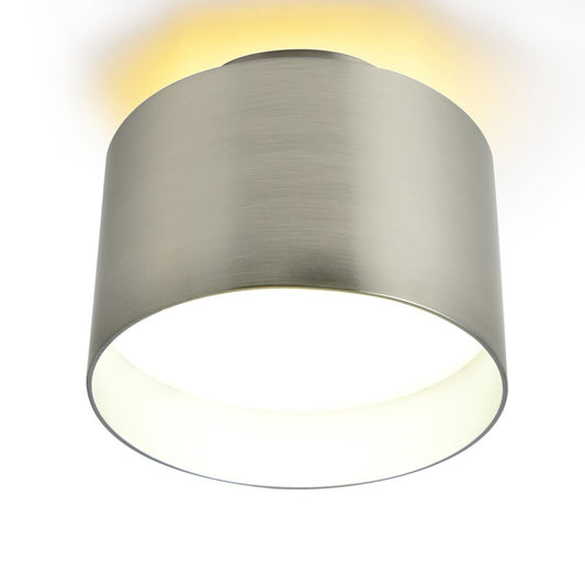Foco fabricado en aluminio color níquel con doble luz LED