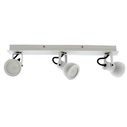 Regleta Heli fabricada en hierro color blanco lacado para iluminación interior