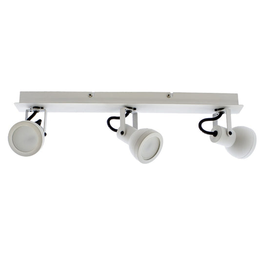 Regleta Heli fabricada en hierro color blanco lacado para iluminación interior