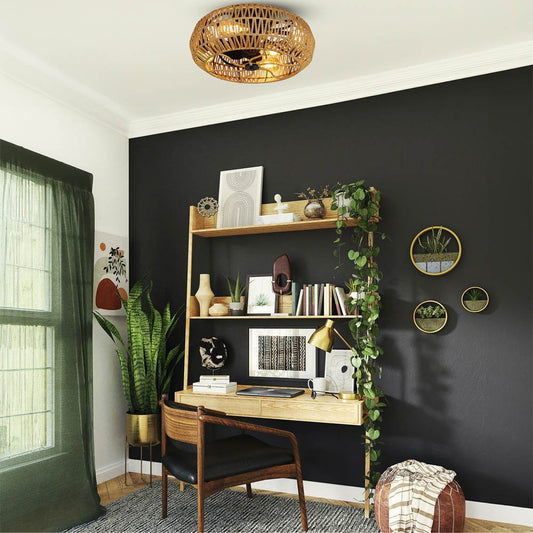 Ventilador Greip fabricado en Hierro y Fibras Naturales color Negro