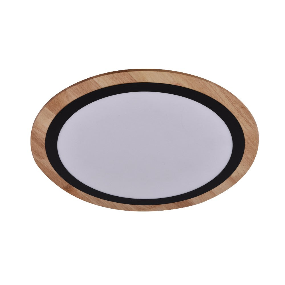 Plafón Hasbi fabricado en aluminio y madera color negro
