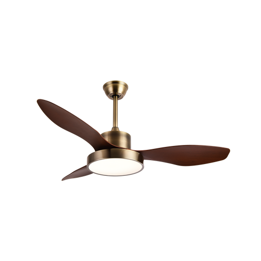 Ventilador de Techo con Luz Hayate 120 cm Cuero y Roble Fabrilamp - vista principal | Fabrilamp / Abrila · Ref. 128591336