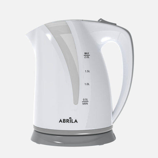 Hervidor de Agua Eléctrico Perú 2L 2200W Blanco/Gris Fabrilamp - Vista frontal principal en fondo blanco | LuzGurú