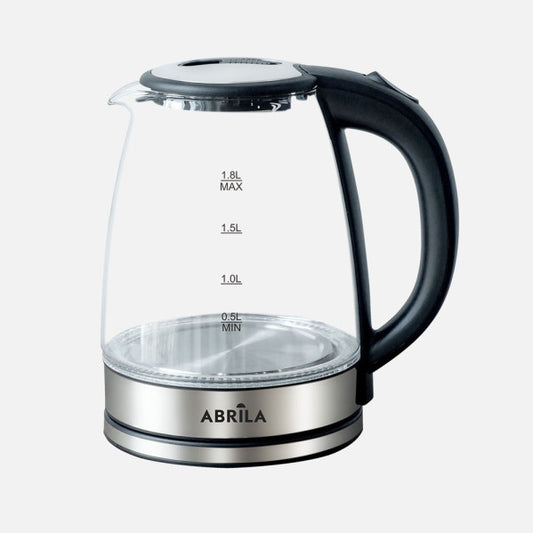 Hervidor de Agua Eléctrico Potos 1,8L 1500W Negro/Plata Fabrilamp - Vista frontal principal en fondo blanco | LuzGurú