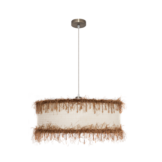 Pantalla Textil Hilos 50 cm / Beige / Cuero – vista principal · Ref. 117595015