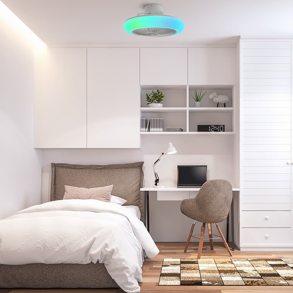 Ventilador de techo LED con altavoz, motor DC silencioso CristalRecord