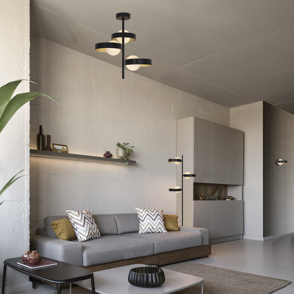 Medidas Lámpara Techo Arianna 3 Luces Negro-Oro AJP/Alemar Ref. 60422 - luzguru.com
