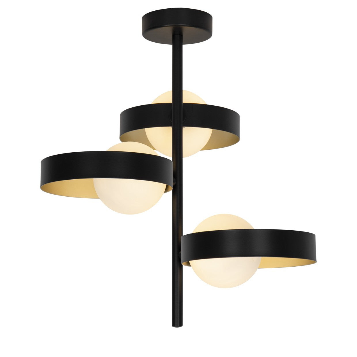 Lámpara techo Arianna 3 luces AJP/Alemar (Ref. 60422): medidas detalladas. Elegancia y diseño sofisticado en negro y oro para tu hogar.  Compra ahora en luzguru.com
