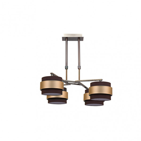 Lámpara 4x Bremen Cuero/Marrón-Oro de Fabrilamp/Abrila. Diseño elegante y moderno para interiores.