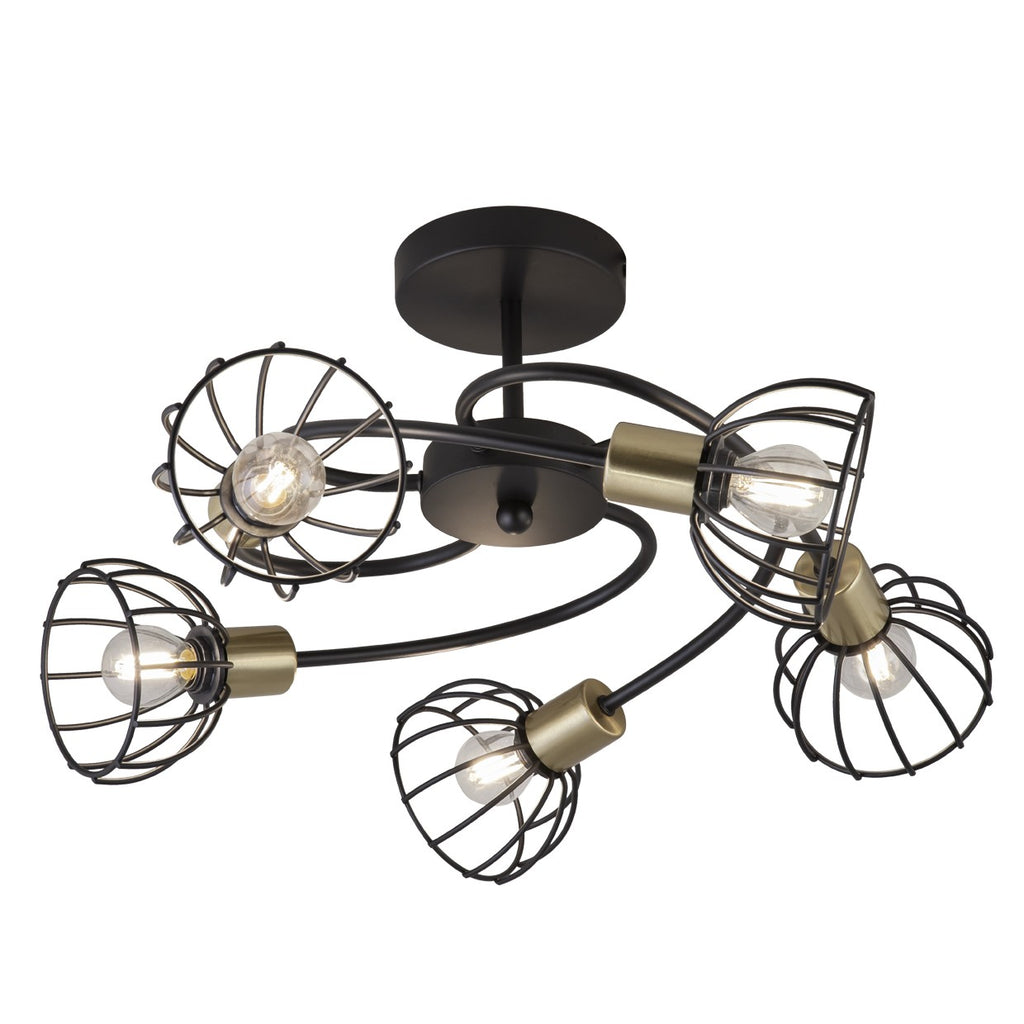 Medidas Lámpara Bermeo Negra 5 Luces AJP Alemar Ref. 60177 - luzguru.com
