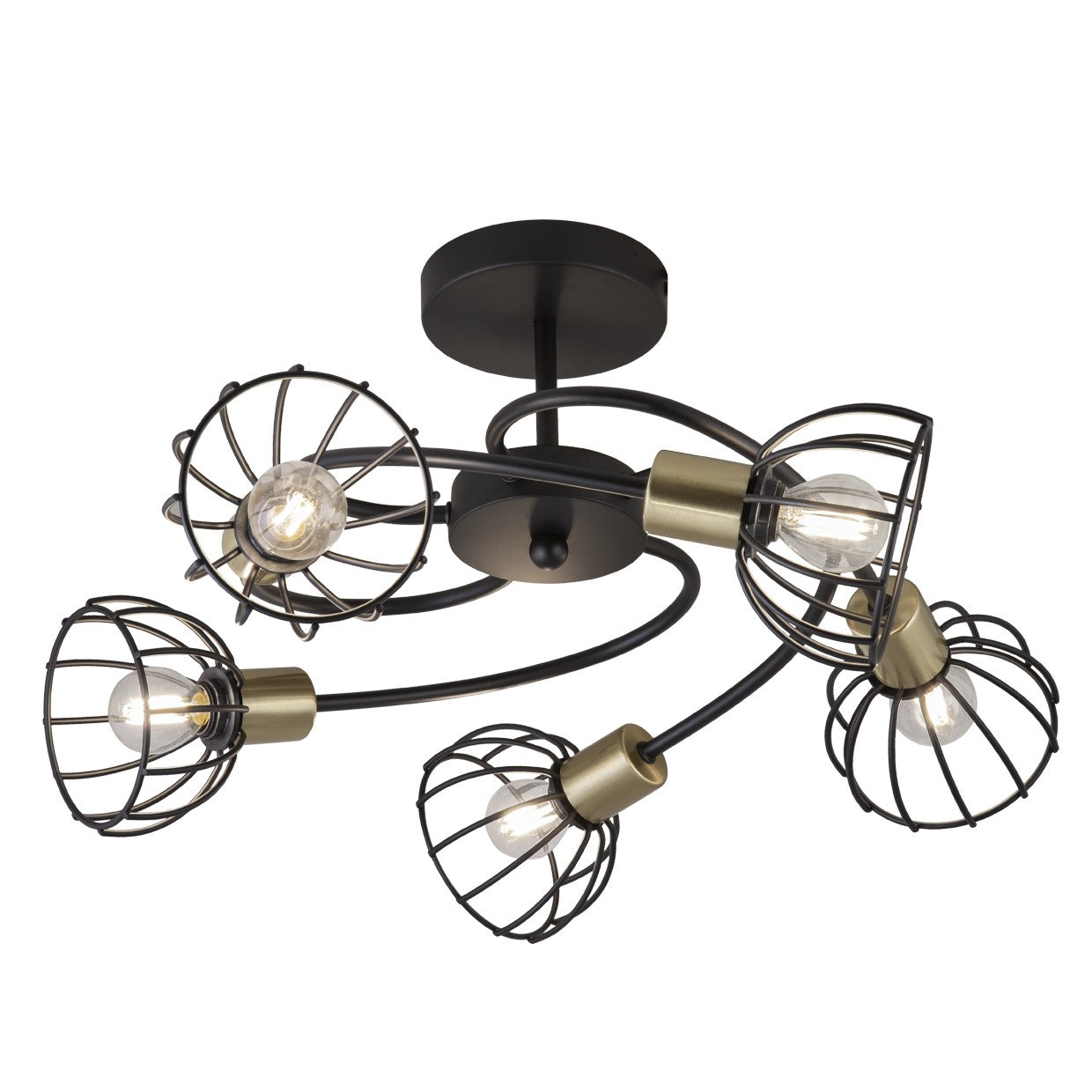 Medidas Lámpara Bermeo Negra 5 Luces AJP Alemar Ref. 60177 - luzguru.com
