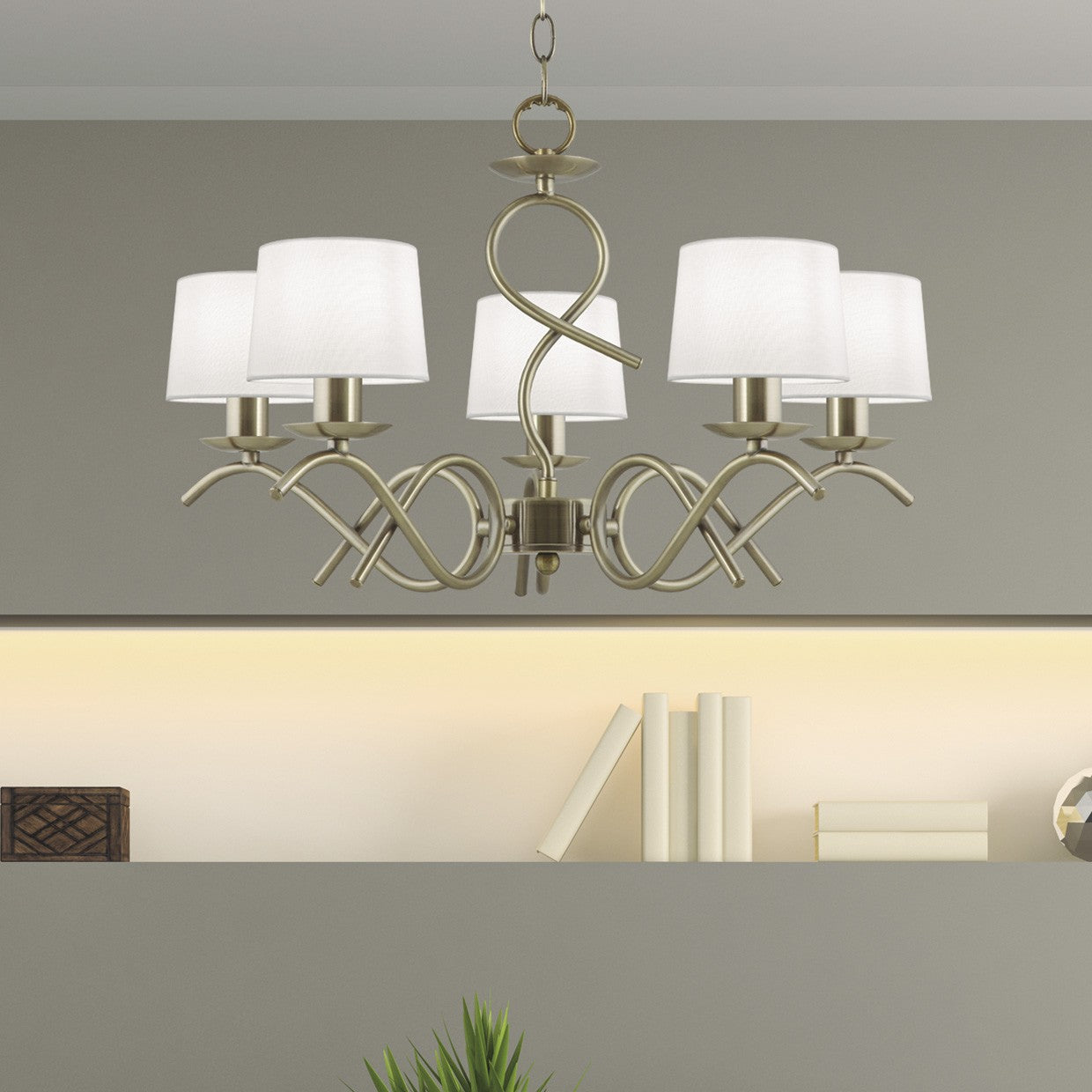 Lámpara de techo Gloria 60264 AJP/Alemar: medidas detalladas.  Diseño vintage, cuero, 5 luces E-14. LuzGuru.
