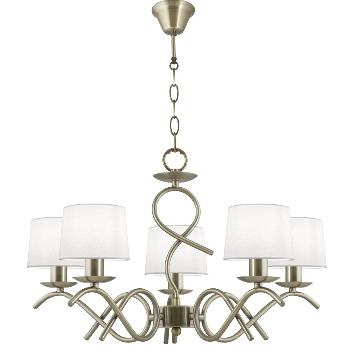 Lámpara techo Gloria AJP Alemar (Ref. 60264): medidas detalladas. Elegante diseño vintage de 5 luces E-14. Envío rápido desde luzguru.com.
