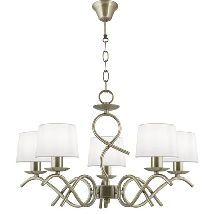 Lámpara techo Gloria AJP Alemar (Ref. 60264): medidas detalladas. Elegante diseño vintage de 5 luces E-14. Envío rápido desde luzguru.com.
