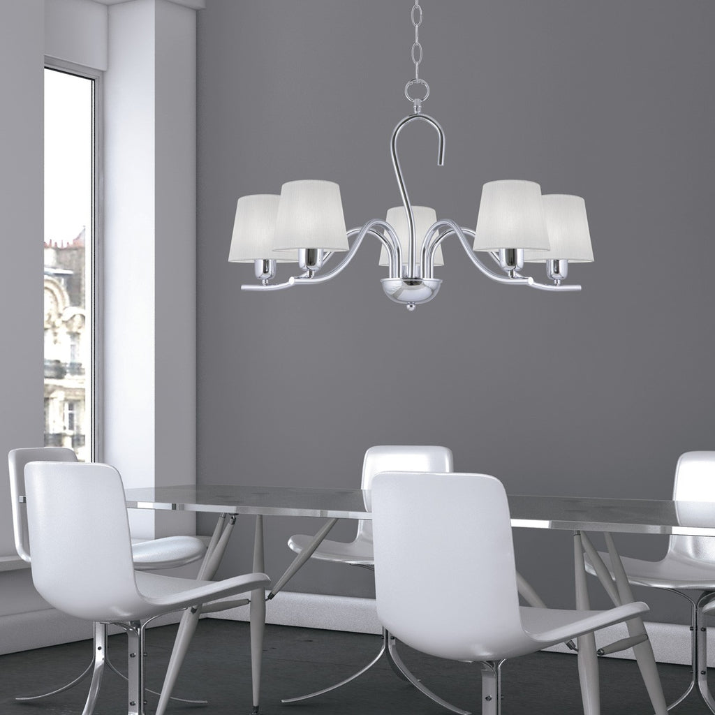 Lámpara colgante Natalie Cromo AJP/Alemar (Ref. 60275) - Medidas detalladas.  Iluminación elegante de 5 luces E-14 para tu hogar. LuzGuru.com
