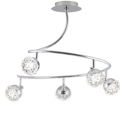 Lámpara LED Stella 5 luces AJP/Alemar (Ref. 3158LA/5CR): Dimensiones detalladas. Ilumina tu hogar con estilo moderno y elegante.  Luzguru.com
