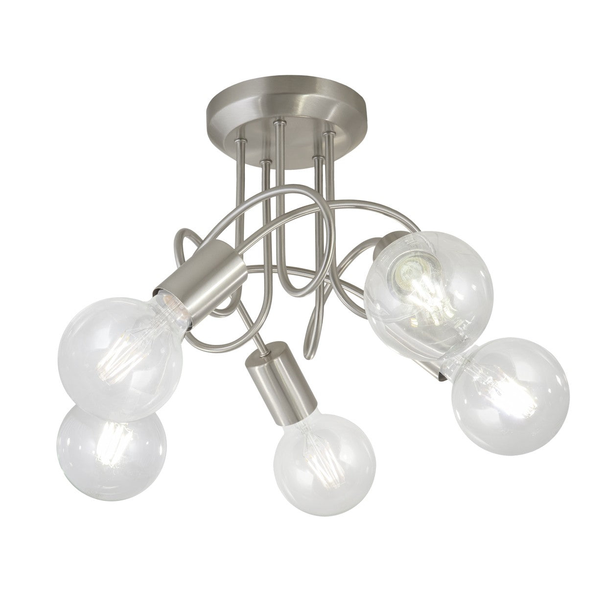 Medidas Lámpara Tenor 5 luces Niquel Satinado AJP Alemar Ref. 10919 - luzguru.com
