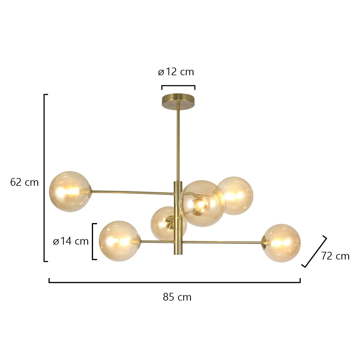Medidas Lámpara Galaxia Latón Ámbar AJP/Alemar Ref. 11575 - luzguru.com
