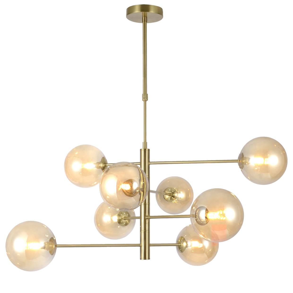 Lámpara Galaxia Latón Ámbar 8 Luces G-9 - AJP / Alemar - 11576 - luzguru.com