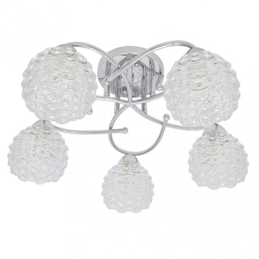 Lámpara de Techo Bagan 5 Luces E14 Cromo y Cristal Fabrilamp - vista principal | Fabrilamp / Abrila
