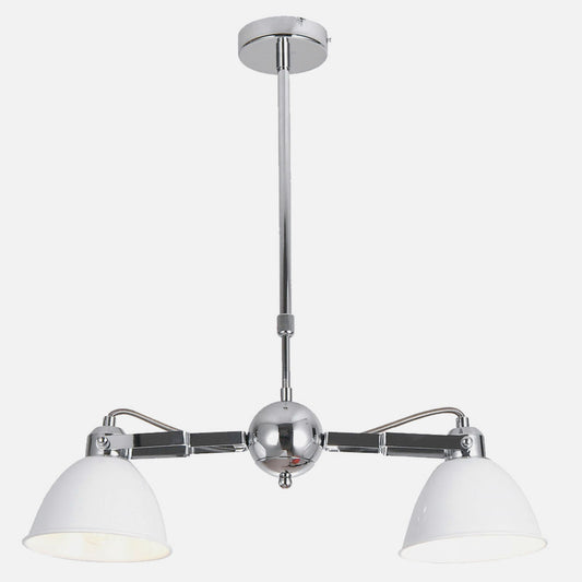 Lámpara Buri fabricada en metal color cromo y blanco
