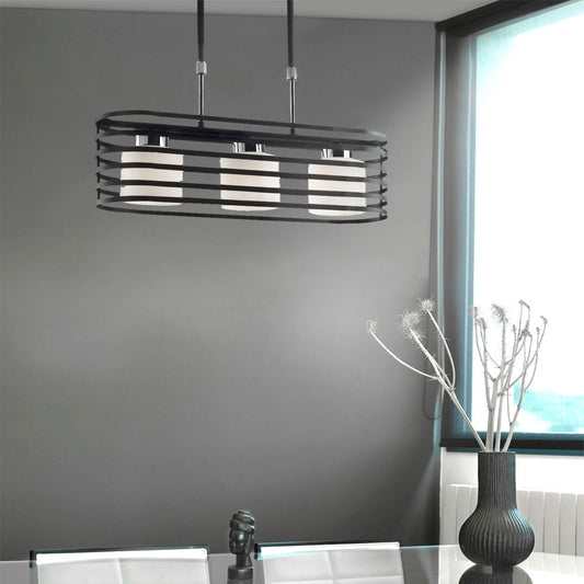 Lámpara Cell fabricada en metal y tulipa opal, color wengué