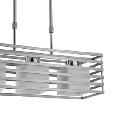 Lámpara Cell fabricada en metal y cristal opal color plata