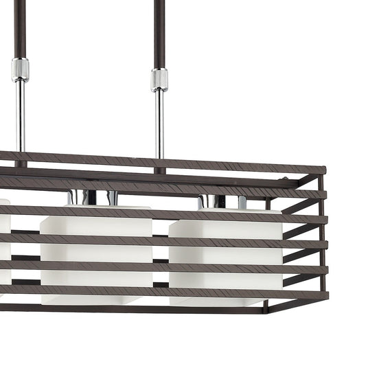 Lámpara Cell fabricada en metal color wengué con cristal opal