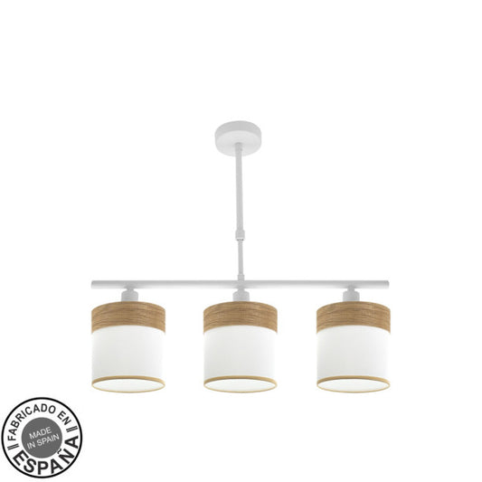 Aplique Regleta Cloe 3 Luces E14 Blanco y Madera Clara Fabrilamp - vista principal | Fabrilamp / Abrila