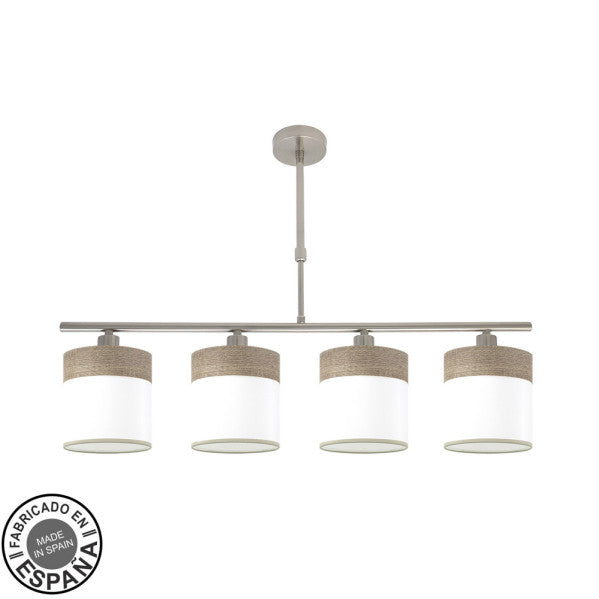 Lámpara Cloe 4xE14 Níquel/Blanco-Madera Gris de Fabrilamp. Diseño moderno y elegante para iluminar tu hogar.