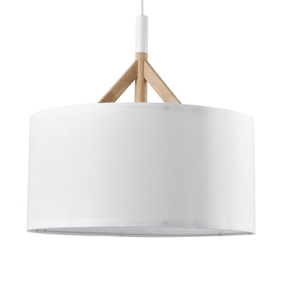Lámpara Abi fabricada en madera, metal y tela color Blanco + Madera