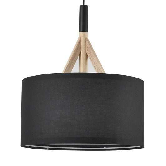Lámpara Abi fabricada en madera, metal y tela color Negro