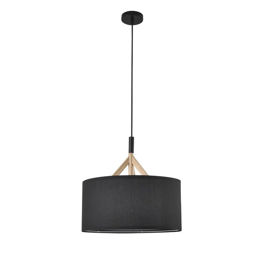 Lámpara Colgante Abi Negra 40 cm E27 Pantalla de Tela CristalRecord - vista principal | CristalRecord