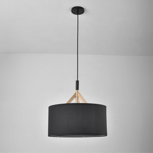 Lámpara Abi fabricada en madera, metal y tela color negro