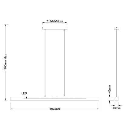 Lámpara colgante LED con 2500 lúmenes y doble encendido