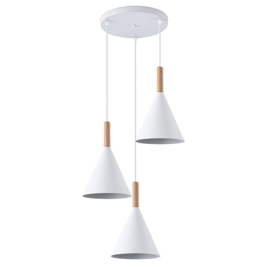 Lámpara Colgante Cala Blanca 3 Luces E27 Madera y Metal CristalRecord - vista principal | CristalRecord