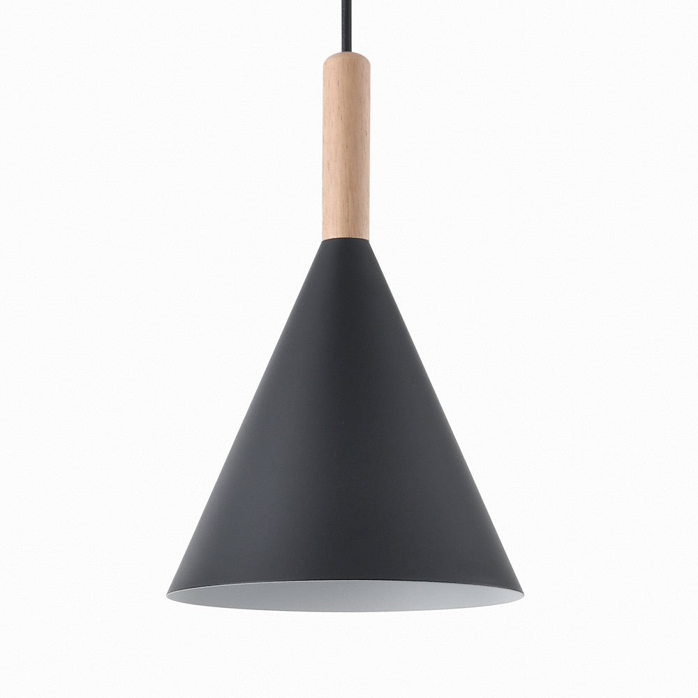 Lámpara Cala fabricada en madera y metal, color negro
