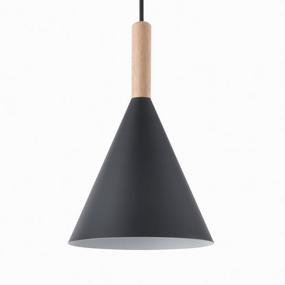 Lámpara Cala fabricada en madera y metal, color negro