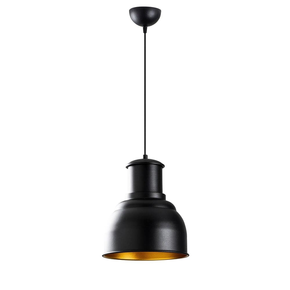 Lámpara colgante fabricada en metal color negro y dorado