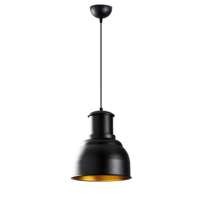 Lámpara colgante fabricada en metal color negro y dorado