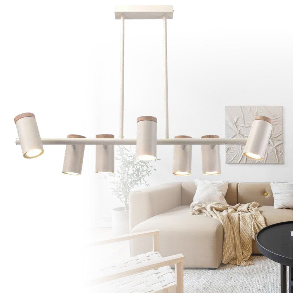 Lámpara colgante con 7 focos orientables GU10 para iluminación adaptable
