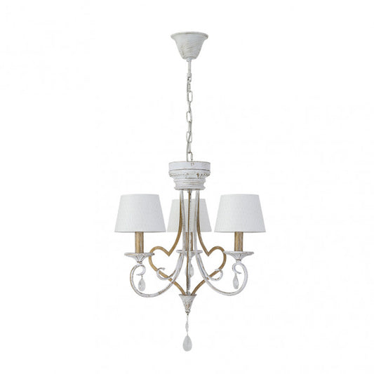 Lámpara Colgante Crasas 3 Luces E14 Blanco y Oro Fabrilamp - vista principal | Fabrilamp / Abrila