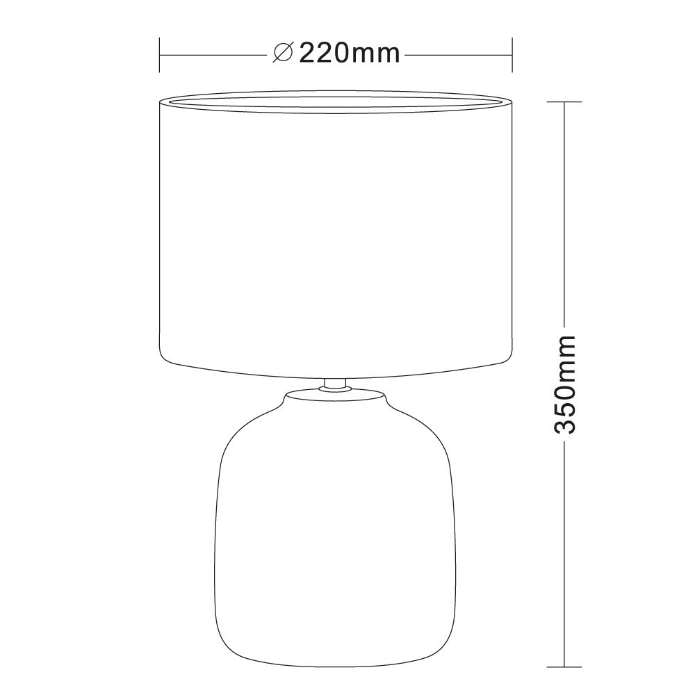 Lámpara de mesa Delfi fabricada en cerámica color gris con pantalla de tela gris